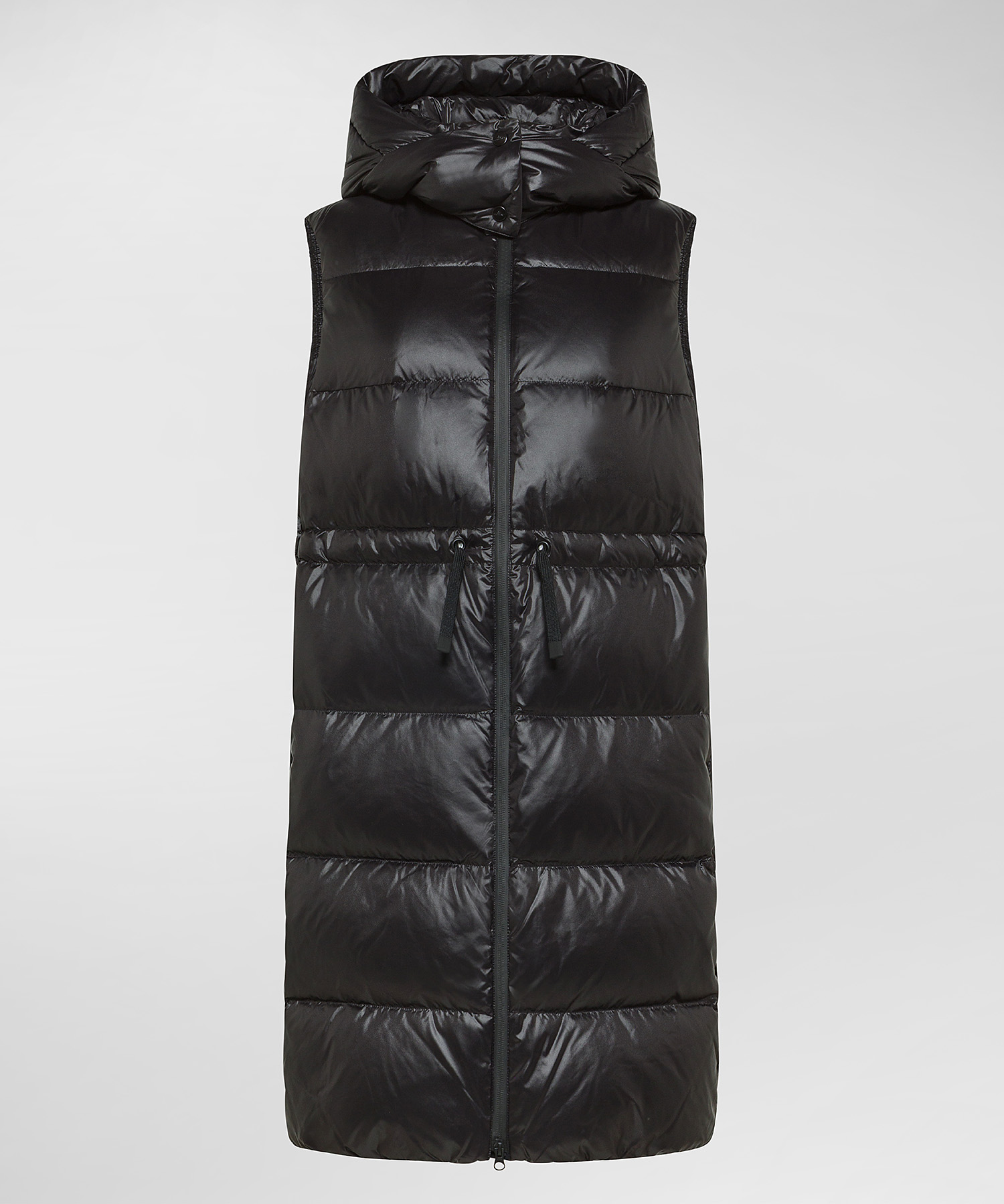 Lange Weste mit Kordelzug für Damen, schwarz Peuterey