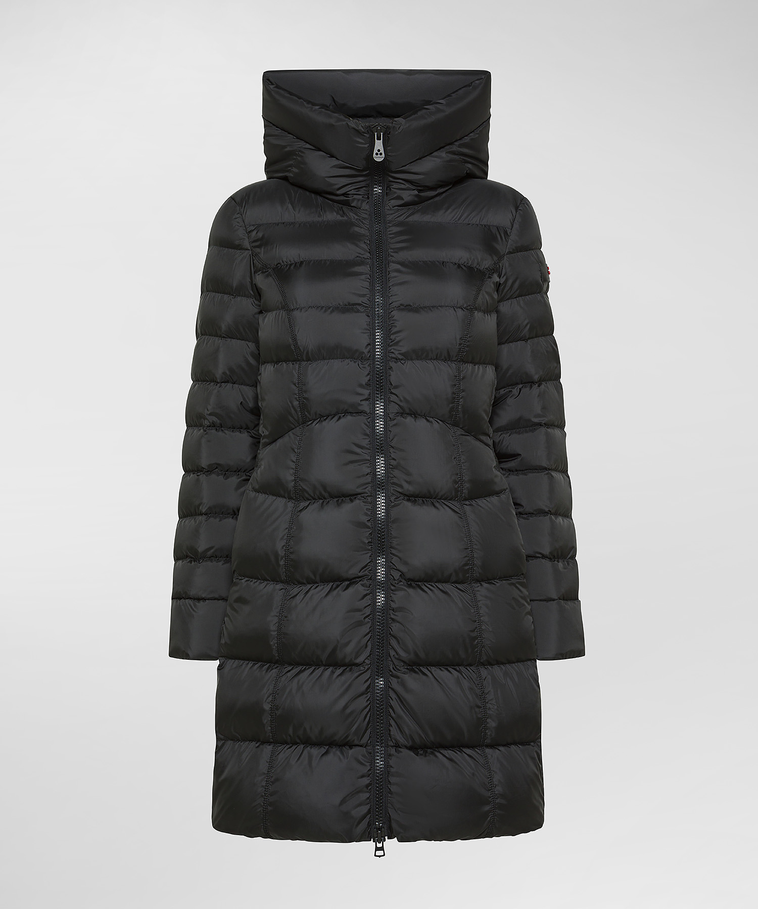 Recycled polyester long down jacket for women, black | Peuterey