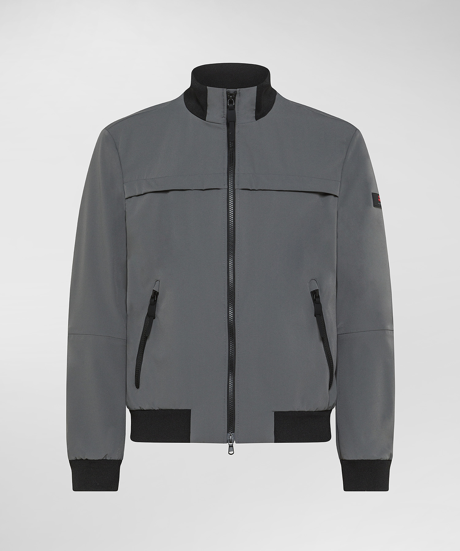 Smooth bomber jacket with black details for men, grey | Peuterey