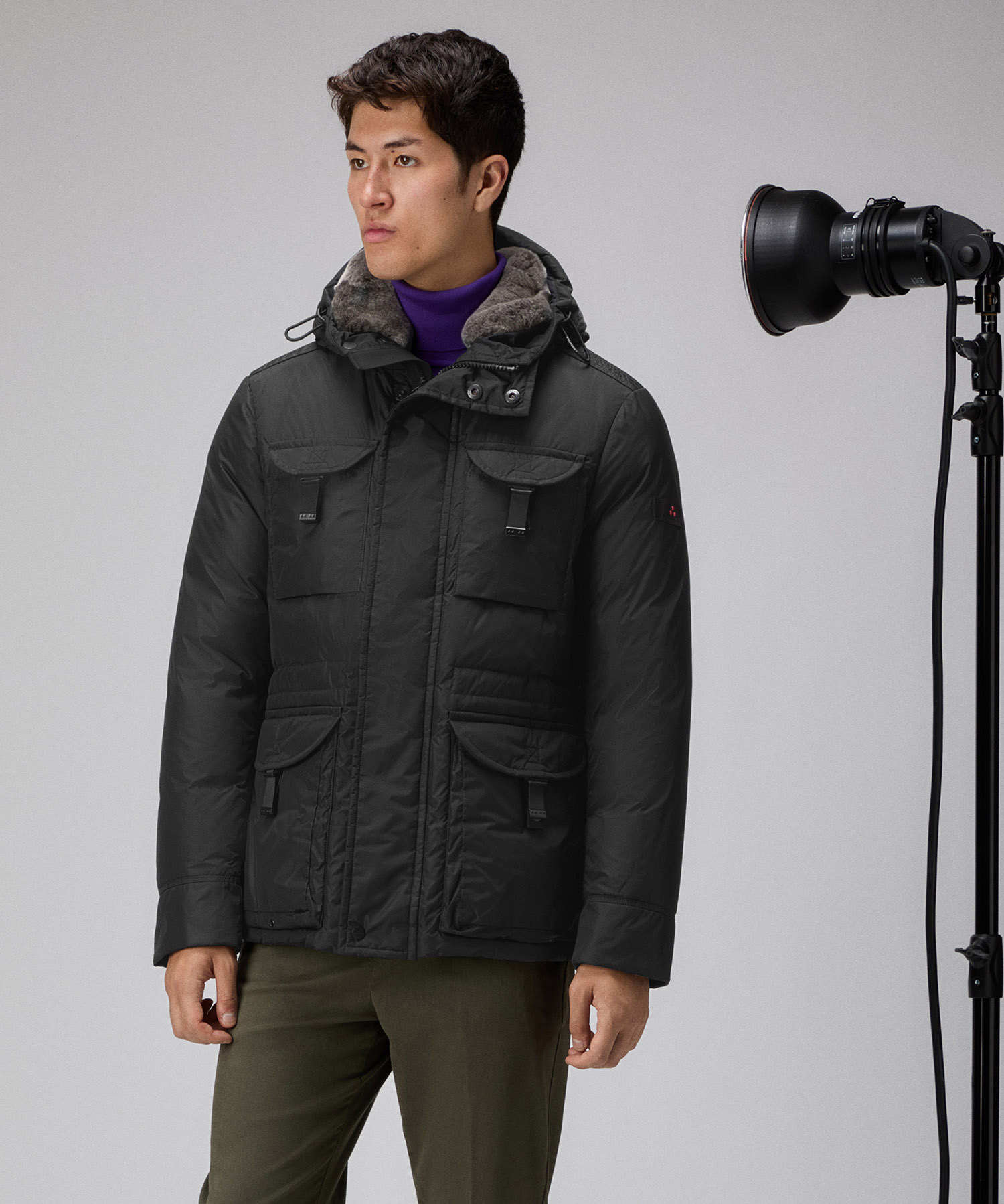 Urban field jacket with fur collar, color Black | Peuterey