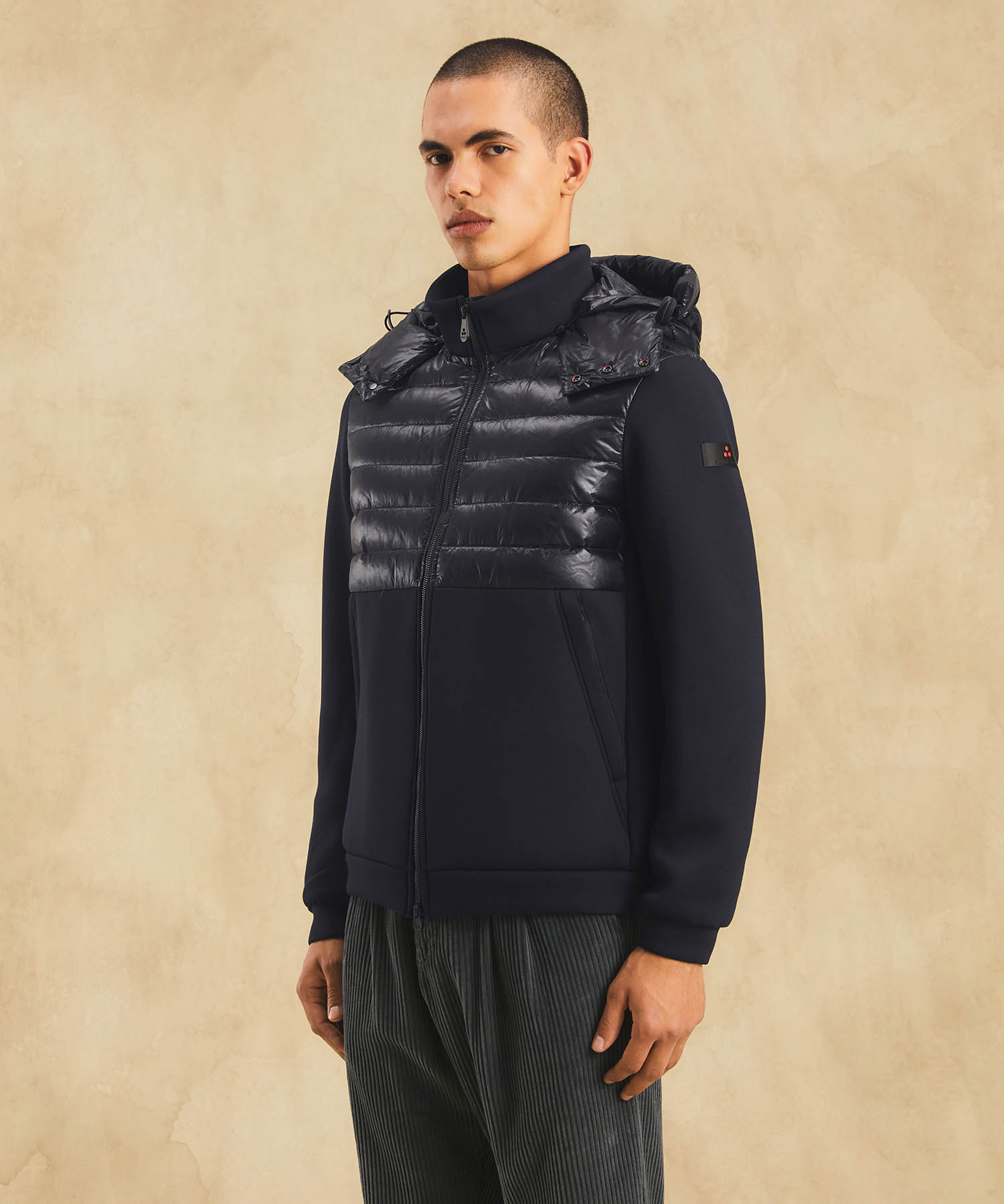 Bimat nylon and scuba bomber jacket for boy, black