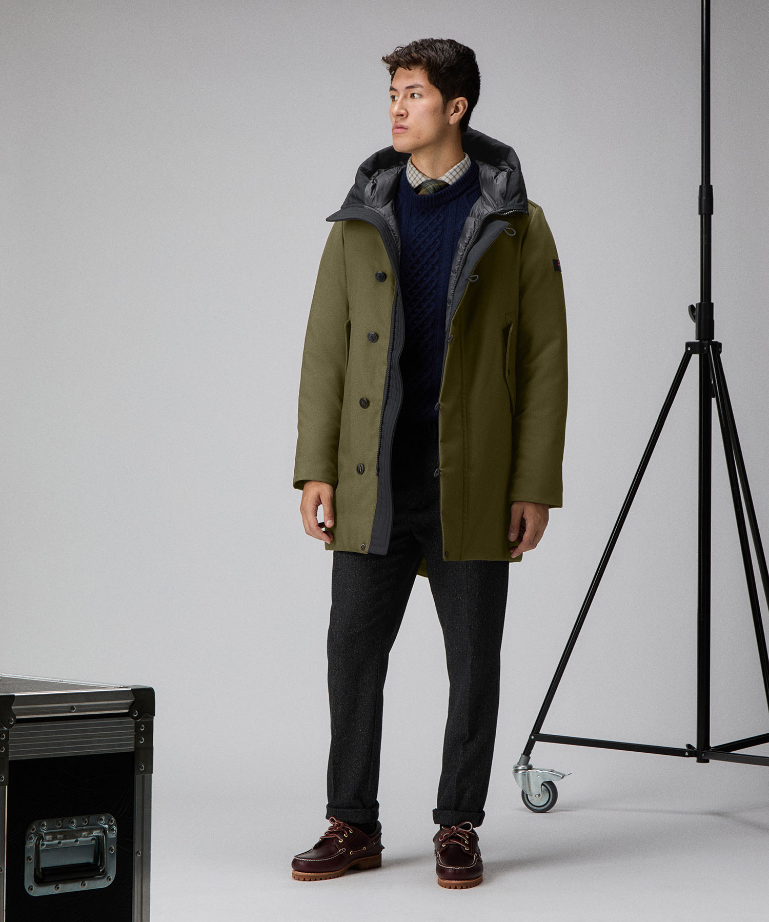 Parka resistente in tessuto made in italy per uomo, verde Peuterey