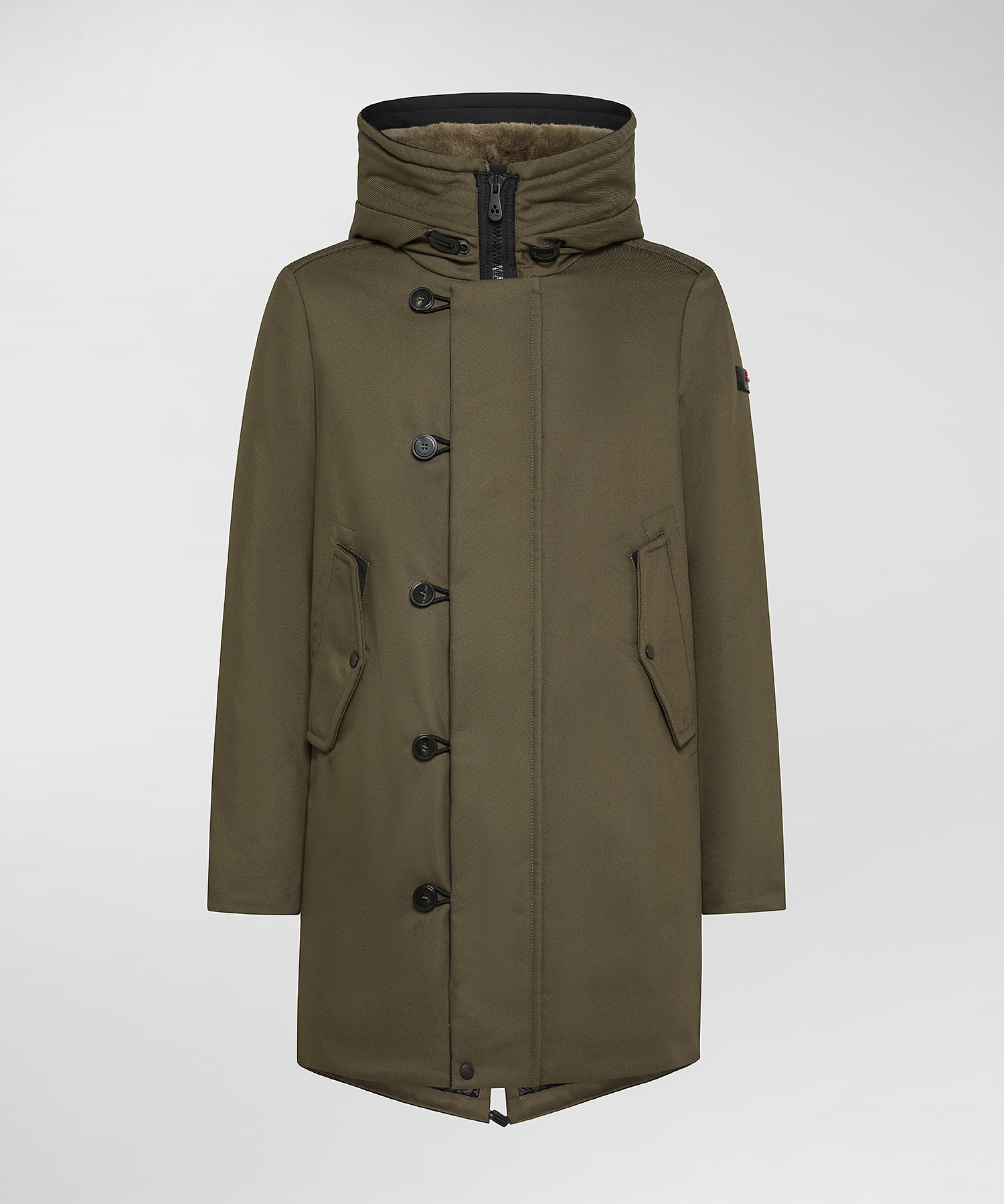Parka resistente in tessuto made in italy con pelliccia per uomo