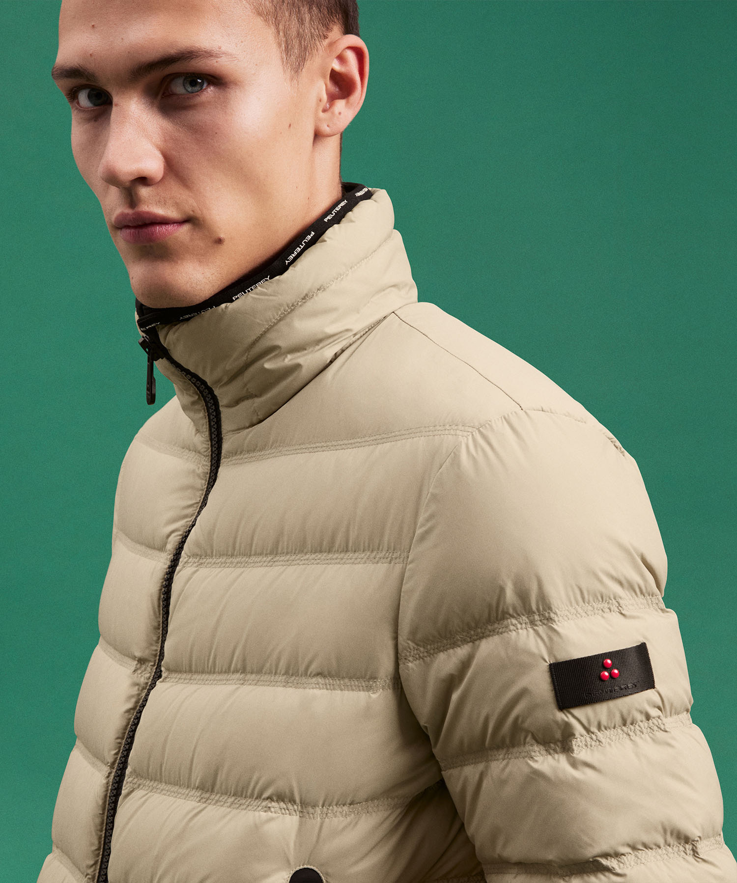 Recycle nylon sporty down jacket for men, beige | Peuterey