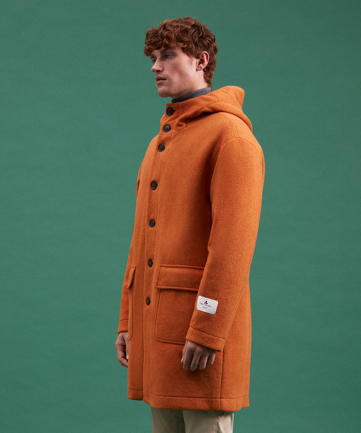 Orange wool coat best sale