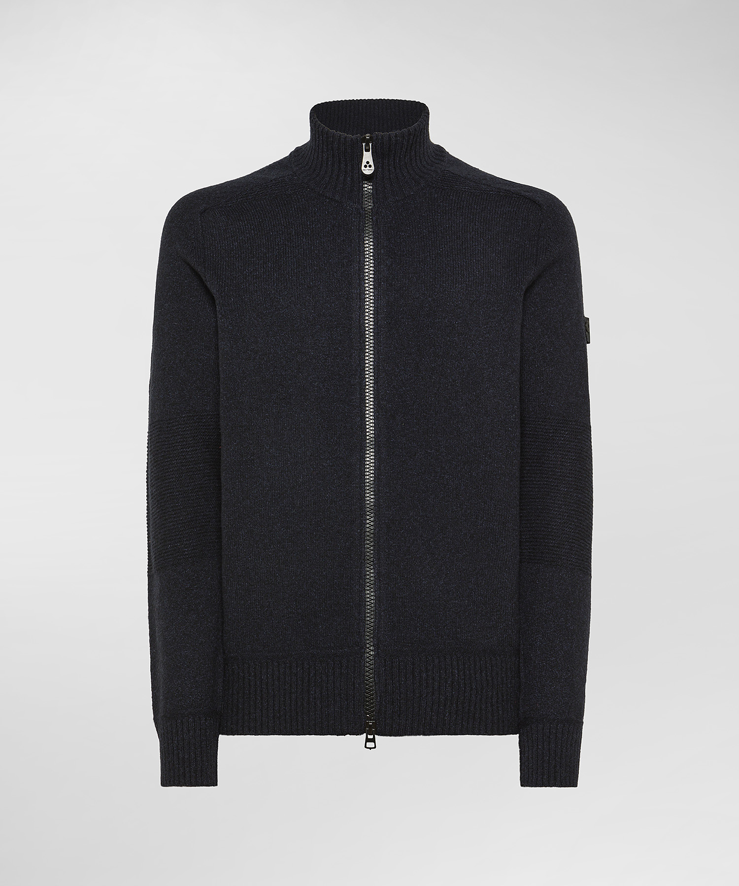 Full-Length Zipped Stranded Wool Sweater, color Graphite