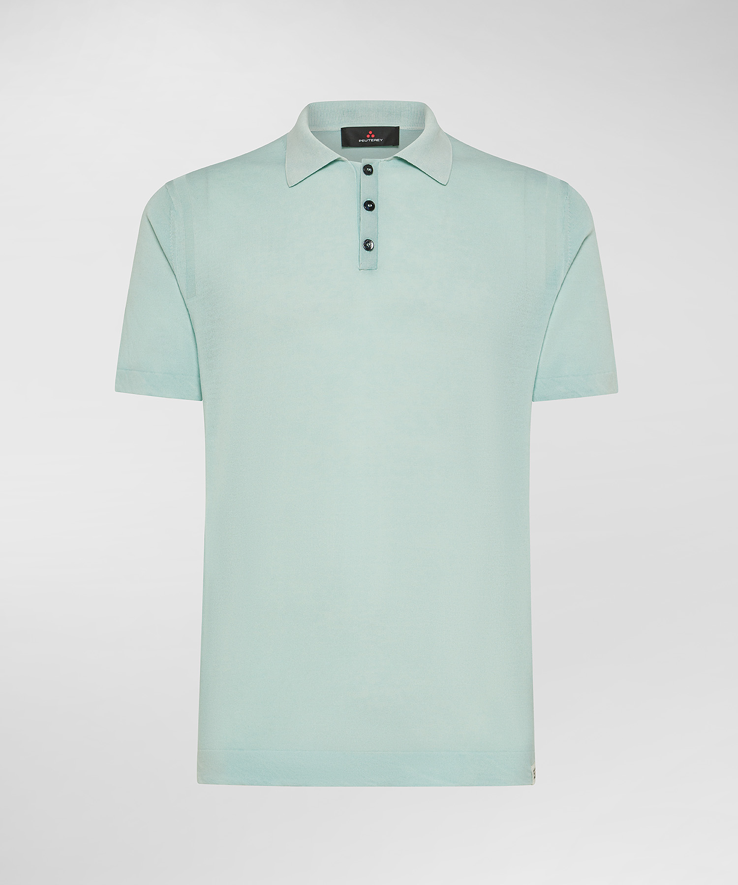 Classic garment-dyed cotton knit polo shirt, color Glacier