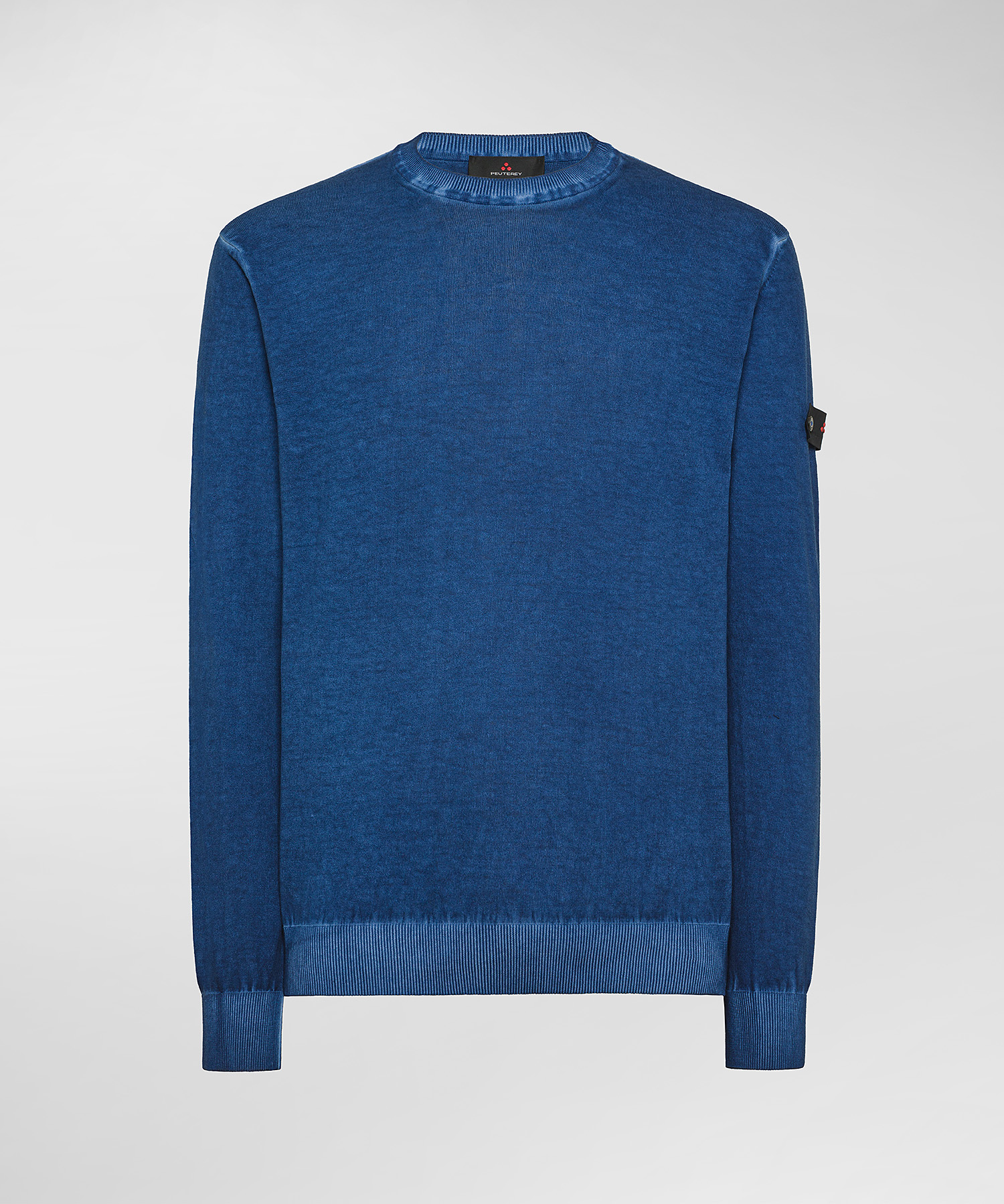 Garment-dyed cotton knit sweater, color Colonial Blue | Peuterey