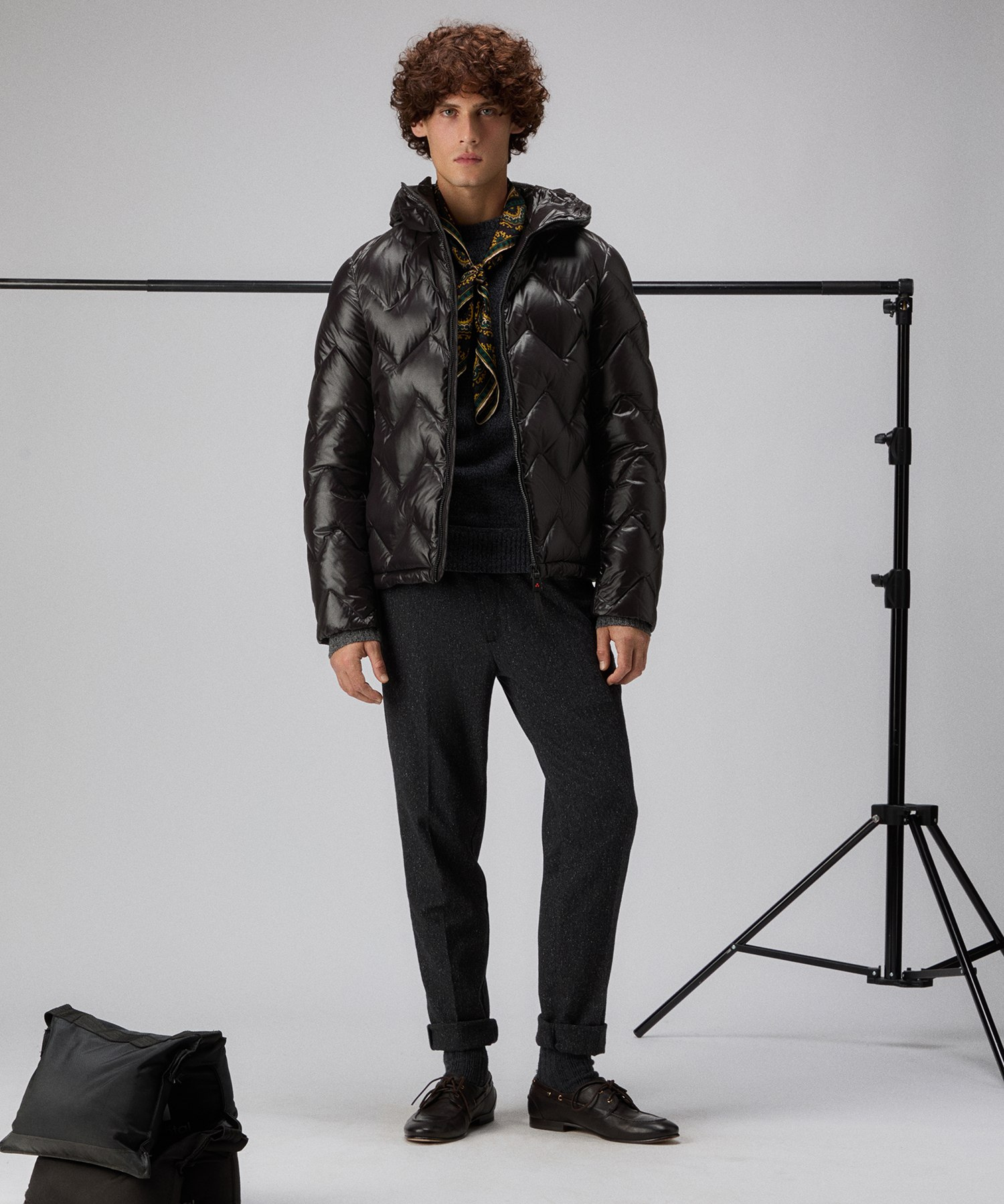 Chevron quilting down jacket for men, black | Peuterey