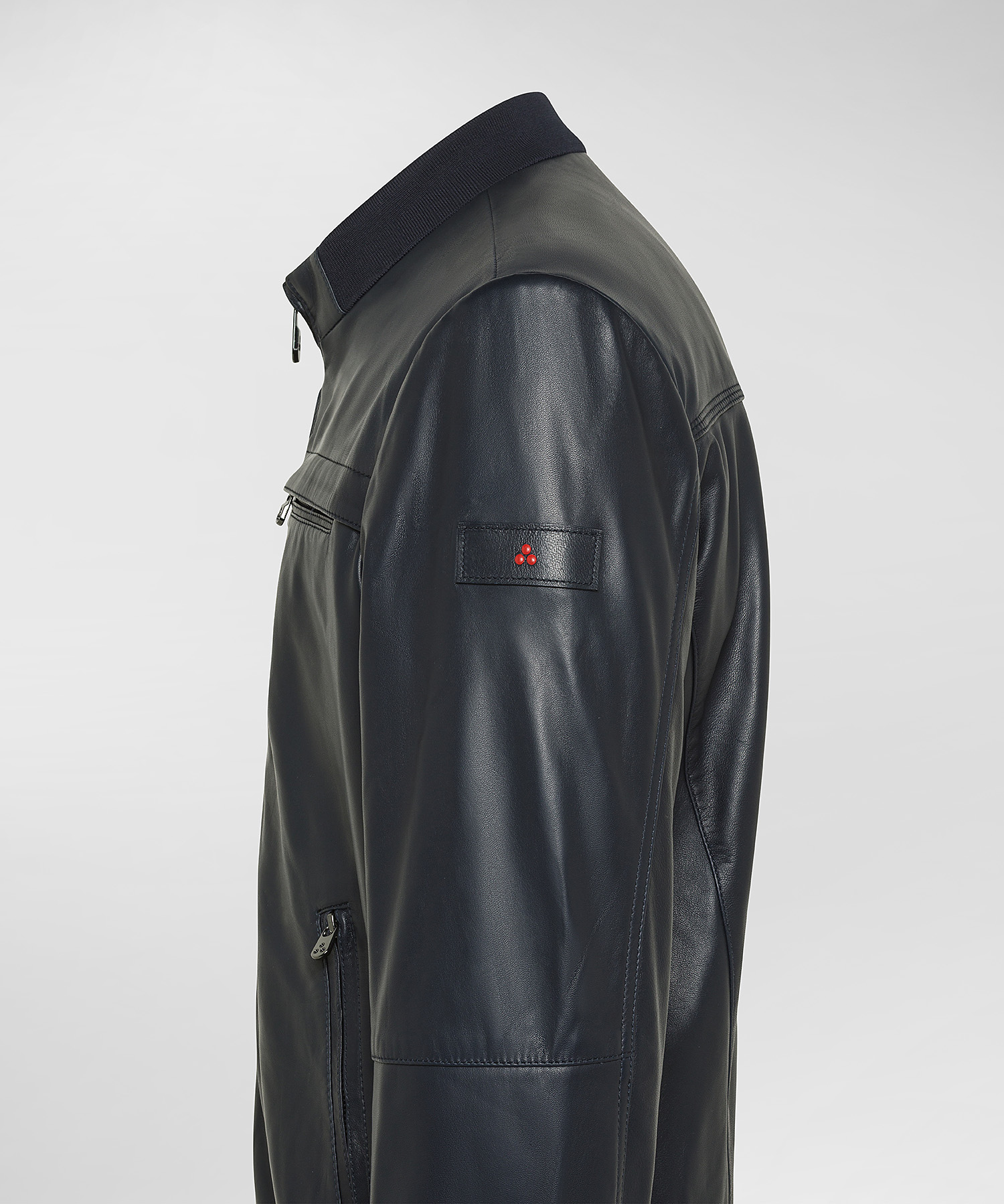 Nappa leather biker jacket for men, blue | Peuterey