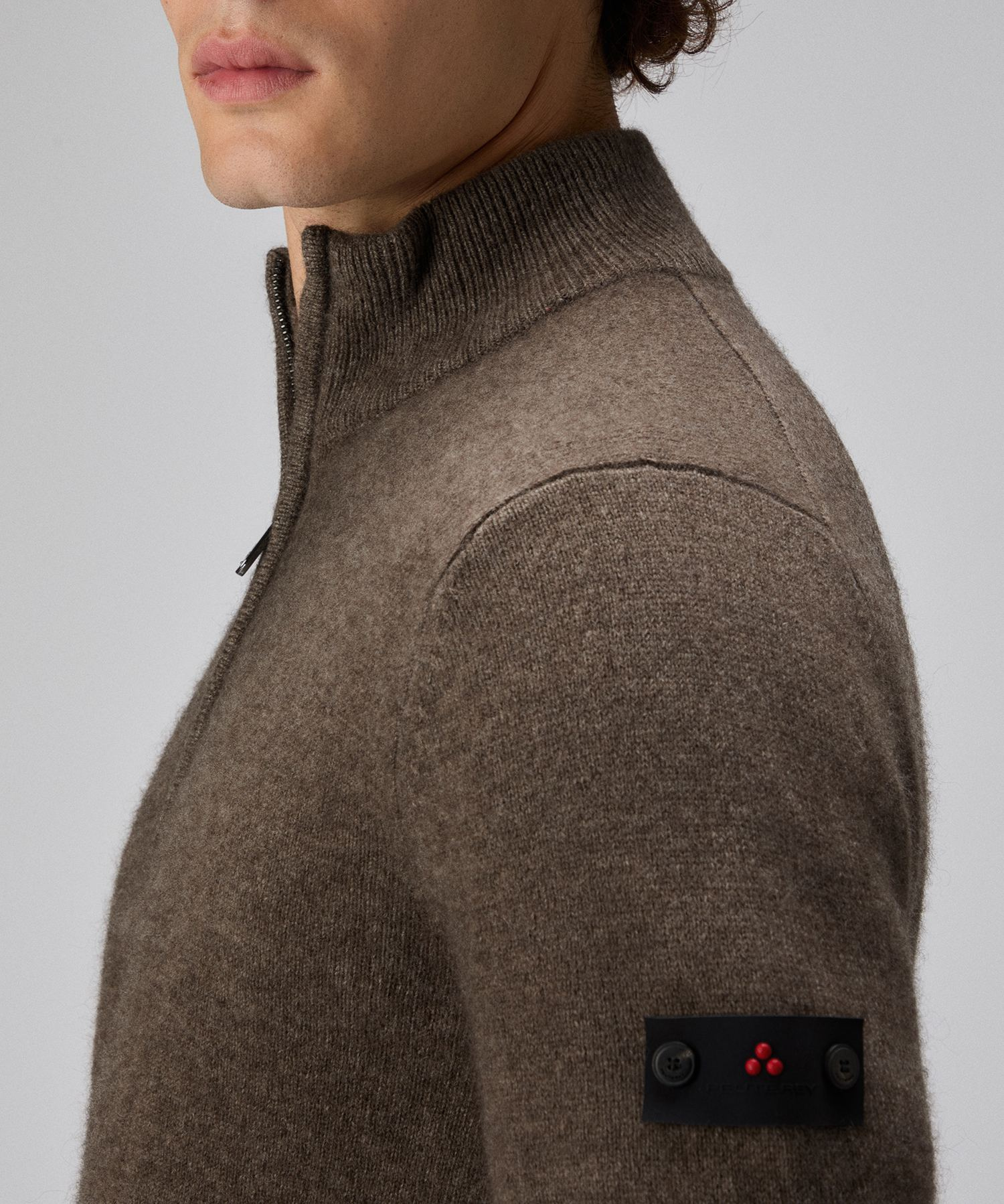 Yak wool half-zip sweater for men, brown | Peuterey