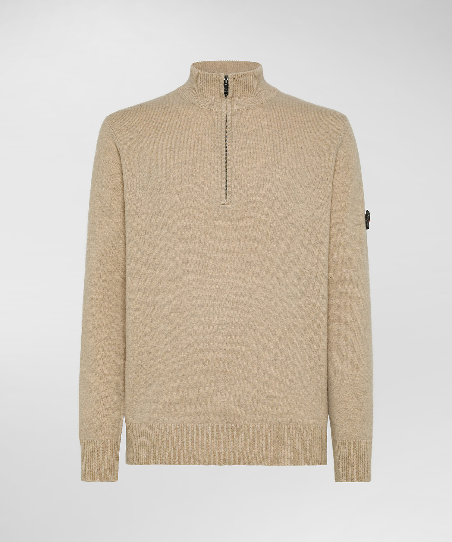 Yak wool half-zip sweater, color Jute | Peuterey