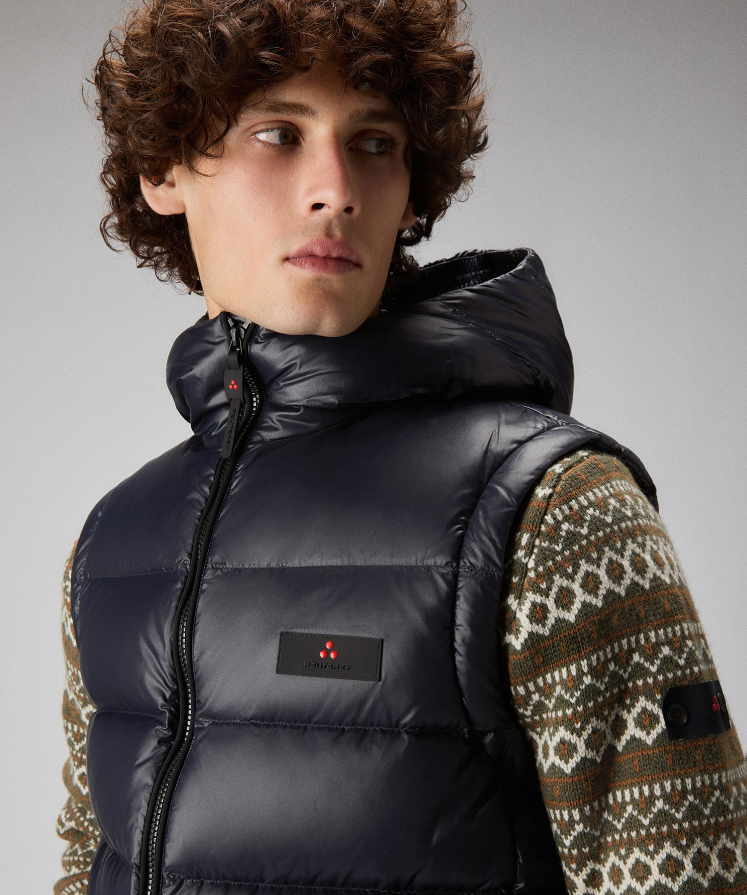 Shiny nylon vest for men, blue | Peuterey