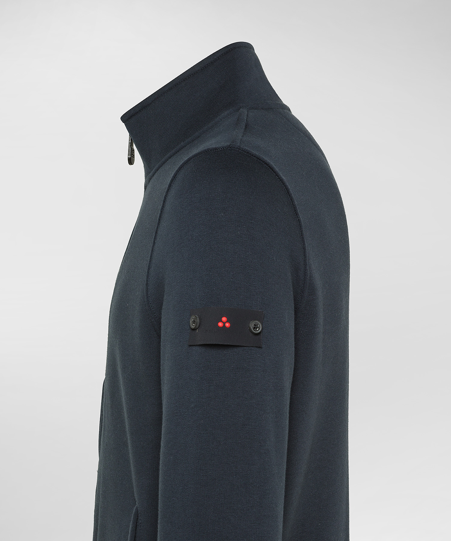 Sweatshirt with stand-up collar and full zip for men, blue