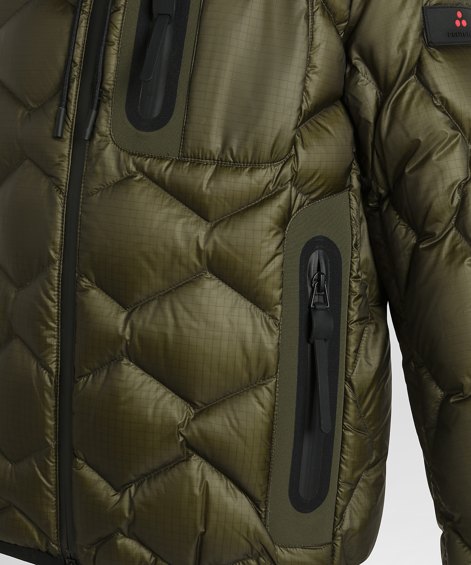 Modern Down Jacket With Geometric Quilting, color Leaf Green